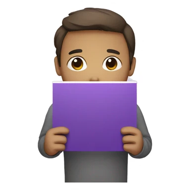 sad person holding purple card sticker