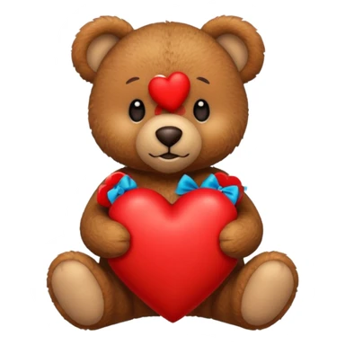 brown teddy bear hold red heart sticker