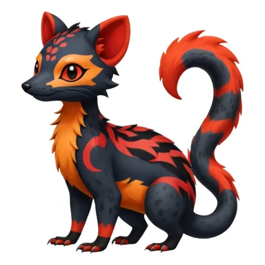Rare exotic realistic cute epic aesthetic gothic colorful Salandit-Litten-Quilava-Civet-species-Fakemon-hybrid-creature, with markings, full body sticker