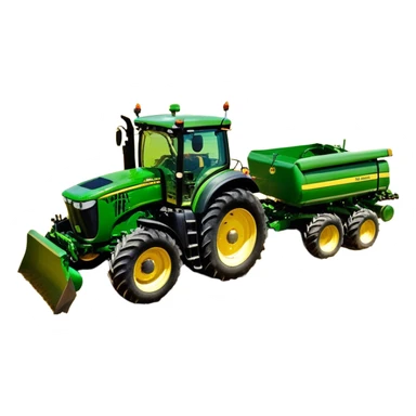 John Deere 6155M (2020) – Cinematic-realistic John Deere 6155M tractor, its iconic green and yellow body rolling across vast Australian farmlands. The powerful engine hums as it tows a massive plow, cutting through golden fields under a clear blue sky, dust rising in its wake. sticker