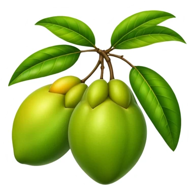 A green mango with leaves sticker