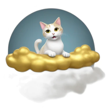 cat secretary sitting on top of the gold cloud sticker