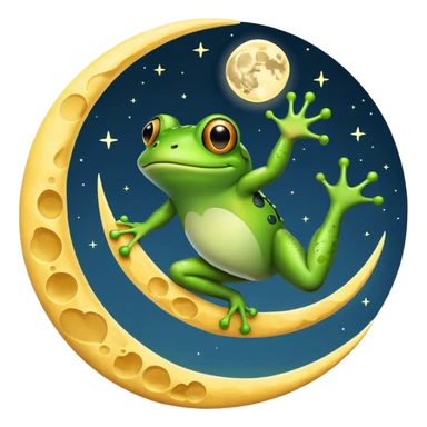 Frog flying over the moon sticker