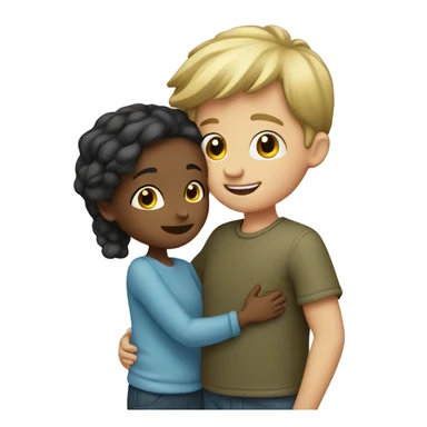 Girl and boy hugging white sticker