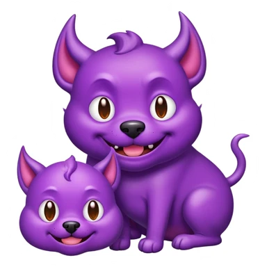 Perro más la cara de diablo morado sonriente y el de exhausto con gota de agua sticker