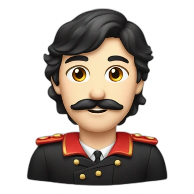 Homme cheveux noirs moustache carré uniforme noir et rouge sticker