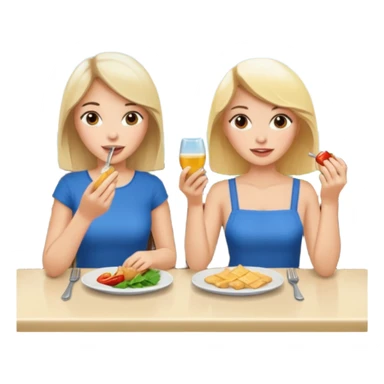 Brunette and blonde eating at a restaurant  sticker