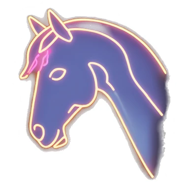 Neon sign of a horse face sticker