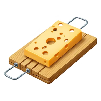 a mousetrap with a small piece of cheese sticker