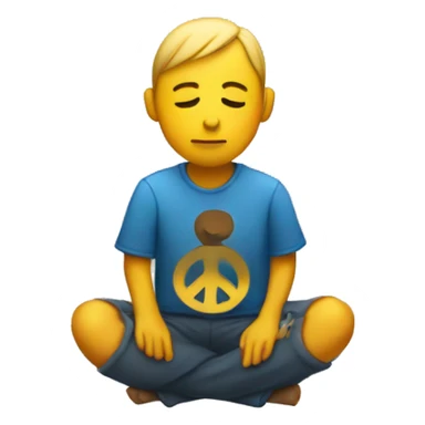 human sitting criss cross with a peace sign above the head sticker