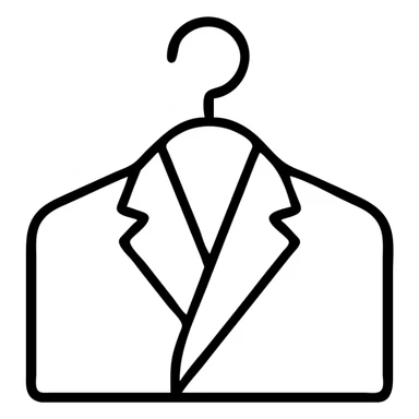 Minimalist clothes hanger icon with a blazer or collared shirt, clean professional look, simple lines sticker