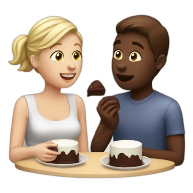 white couple eating chocolat sticker