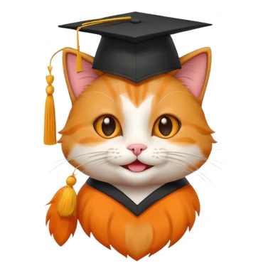 happy cat wearing a graduation cap sticker