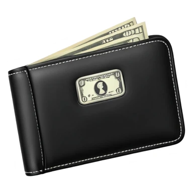 black wallet with a single one dollar bill inside, just one dollar sticker
