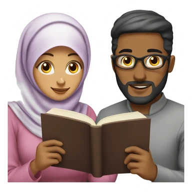 Hijabi-woman-and-husband-reading-books sticker