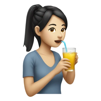 Pretty Asian girl drinking sticker