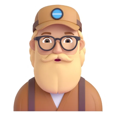 Adventurer with glasses, a beard and tan colored cap sticker