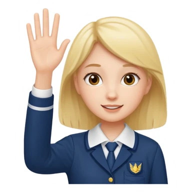 girl in a school uniform, waving, friendly and approachable sticker