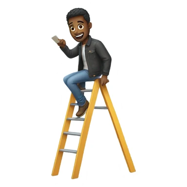 Man on latter wearing skinny jeans sticker