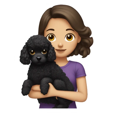 Brunette girl holding black toy poodle  sticker
