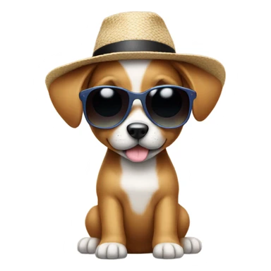 Puppy with hat and sunglasses sticker