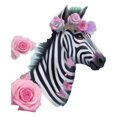 Zebra sparkling nebula unicorn skeleton scars scarred broken cracked Pegasus collage roses flowers palm trees tropical  sticker