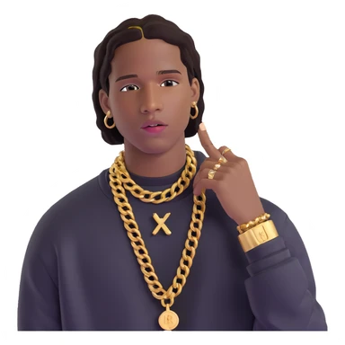 ASAP Rocky with gold grills and designer clothes sticker