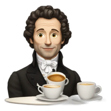 pushkin drinks coffee sticker