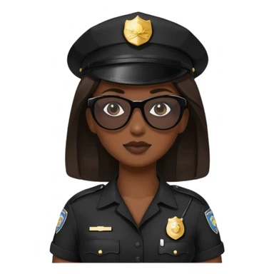 woman police wearing black dress with sun glasses sticker