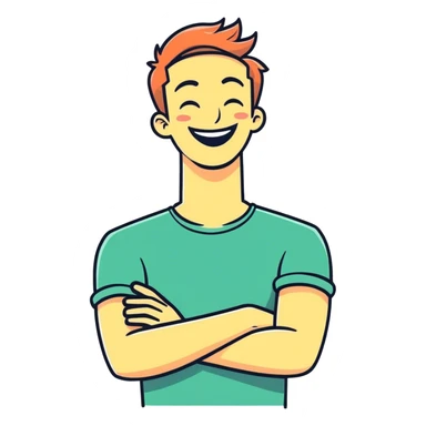 Arms crossed holding neck laughing guy sticker