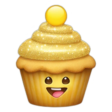Happy golden sparkly cupcake sticker