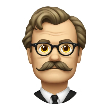 friedrich nietzsche, big mustache, round glasses. sticker