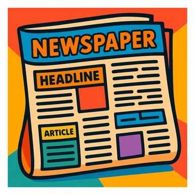 colorful cartoon newspaper with visible articles sticker