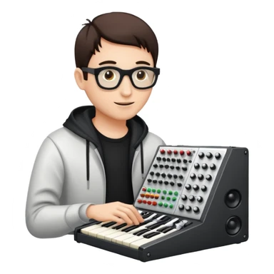 Music producer playing modular synth sticker