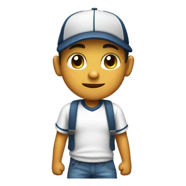 boy in baseball cap with thumbs down sticker