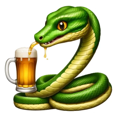 Snake drinking beer sticker