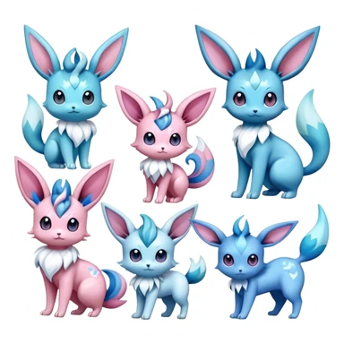 Kawaii Sylveon-Glaceon-Vaporeon-Espeon-Pokémon full body sticker