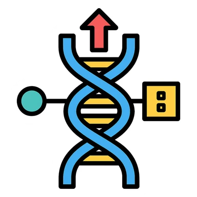 USB logo reimagined as a DNA double helix, with cybernetic and digital design elements, icon style sticker