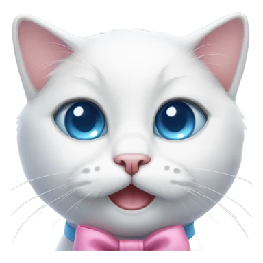 white cat with pink bow with blue eyes cute  sticker