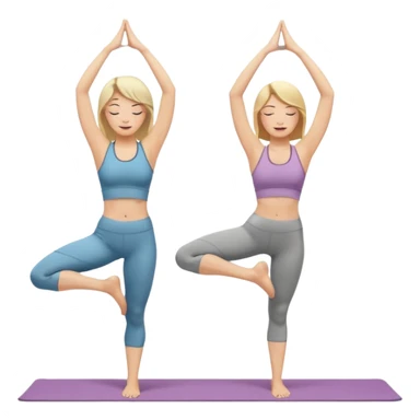 Two women doing yoga both blonde standing pose  sticker