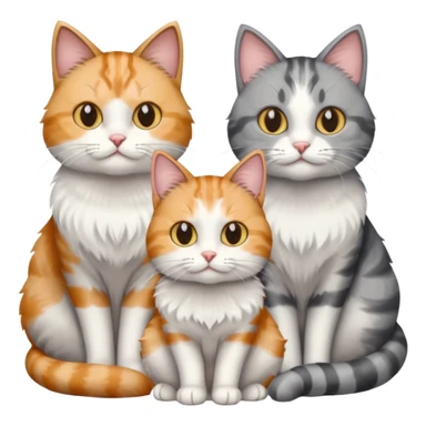 a fluffy grey and white cat sitting with 2 other cats sticker