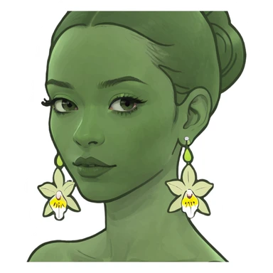 Girl with orquíds earrings  sticker