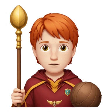 ron weasley with Quidditch Clothes holds a Quaffle  sticker