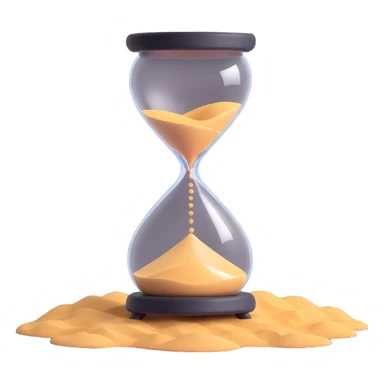A visual representation of time passing: an hourglass with sand falling, or a clock with spinning hands, symbolizing the flow of time. sticker