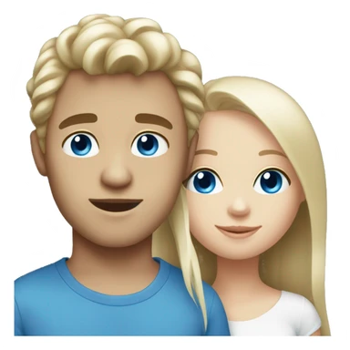 White brunette girl with white blonde blue eyed boy sticker