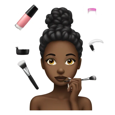 Black girl doing makeup  sticker