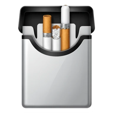 Minimalistic cigarette pack emoji, metallic black and white sticker