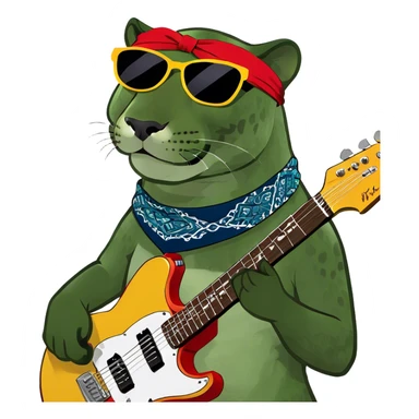 Jaguar with a electric guitar  sticker