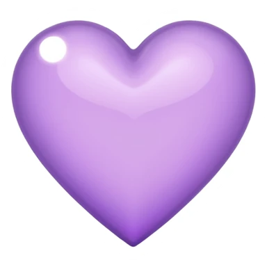 A light purple heart emoji that has the same shape as a normal heart emoji and light reflecting is from the tip of the heart sticker