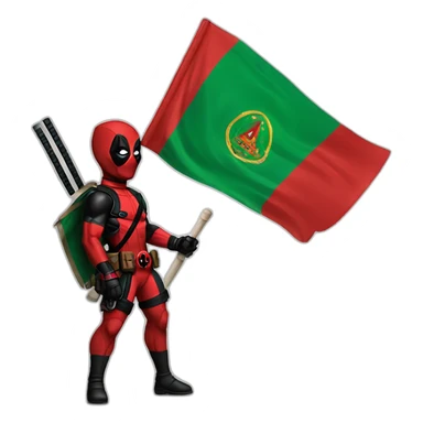 Deadpool raising a Moroccan flag sticker